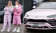 GK Barry and Ella Rutherford Collect £250k Pink Lamborghini in Matching Outfits