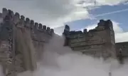 Historic Spanish Castle Collapses in Dramatic Incident, Tourists Flee Dust Cloud