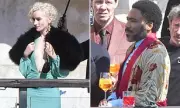 Julia Garner and Donald Glover Film The Studio Season 2 in Venice