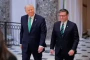 Mike Johnson Presents Trump with 'America First' Award Amid Global Crises