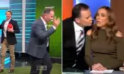 Tony Jones Storms Off Footy Show After Zeke Uwland's Bec Judd Kiss Joke