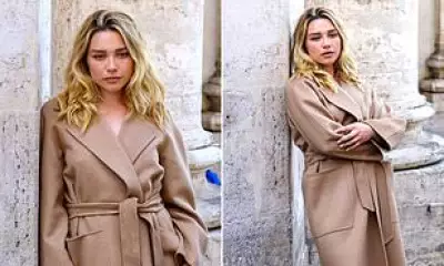 Florence Pugh Stuns in Nude Trench Coat During Max Mara Shoot in Rome