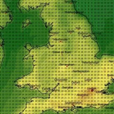 UK Weather Maps Forecast 23C Heatwave for 26 Counties by Late April
