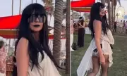 Heidi Klum's Dramatic Coachella Transformation with Black Wig and Bold Outfit
