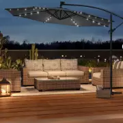 LED Garden Parasol with Solar Lights Drops to £79 in Spring Sale