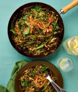 Meera Sodha's Vibrant Noodle Stir-Fry with Rose Beancurd and Greens
