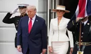 Melania Trump Dazzles in Cream Suit for King Charles State Visit
