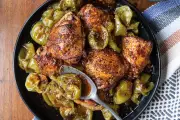 Mex-Italian Chicken Thighs with Roasted Tomatillos Recipe