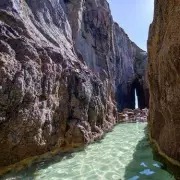 Secret Cornish Beach with Emerald Lagoon in 'Magical Cave'