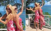 Tess Daly and Daughter Phoebe Twin in Pink Beachwear on Lavish Family Holiday