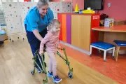 Toddler learns to walk and talk again after brain tumour surgery