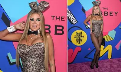 Carmen Electra Pays Homage to Playboy Roots in Leopard Leotard and Bunny Ears
