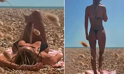 Christine McGuinness Flaunts Figure in Thong Bikini During Beach Day