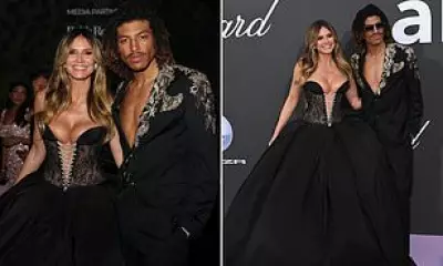 Heidi Klum and Son Henry Twin in Plunging Outfits at amfAR Gala