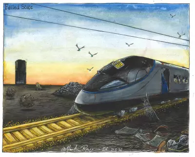 HS2 Costs Soar: Cartoon Highlights Government's Rail Project Woes