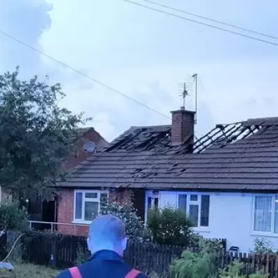 Lightning Strike Sets UK Bungalow Roof Ablaze in Leicestershire Village