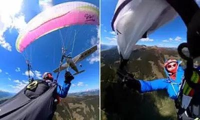 Plane Collides with Paraglider Mid-Air, Tearing Parachute in Shocking Footage