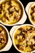 Alice Zaslavsky's Grate Parsnip and Pear Soup with Cheesy Mustardy Gratin Toasts Recipe