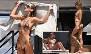 Bella Hadid Stuns in Metallic Bikini During Yacht Outing in South of France