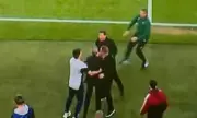 Diego Simeone Shoves Arsenal's Andrea Berta in Champions League Win