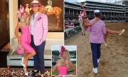 Giants QB Jaxson Dart and Model Girlfriend Marissa Ayers at Kentucky Oaks