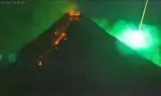 Green Meteor Blazes Over Erupting Mount Mayon Volcano in Philippines