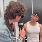 Greg James Awkward Moment with Ellie Goulding's Beau at Radio 1 Big Weekend