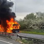 Humber Bridge Bus Fire Shuts A15 in Both Directions