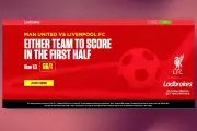 Ladbrokes 66/1 Betting Offer for Man Utd vs Liverpool First Half Goal