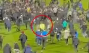 Stockport Fan Tackles Stevenage Goalkeeper During Pitch Invasion