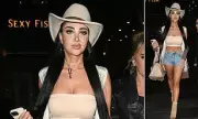 Tulisa Contostavlos Shows Off Toned Figure in Denim Shorts and Crop Top