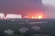 Ukrainian Drone Strikes Spark Massive Fire at Russian Oil Refinery