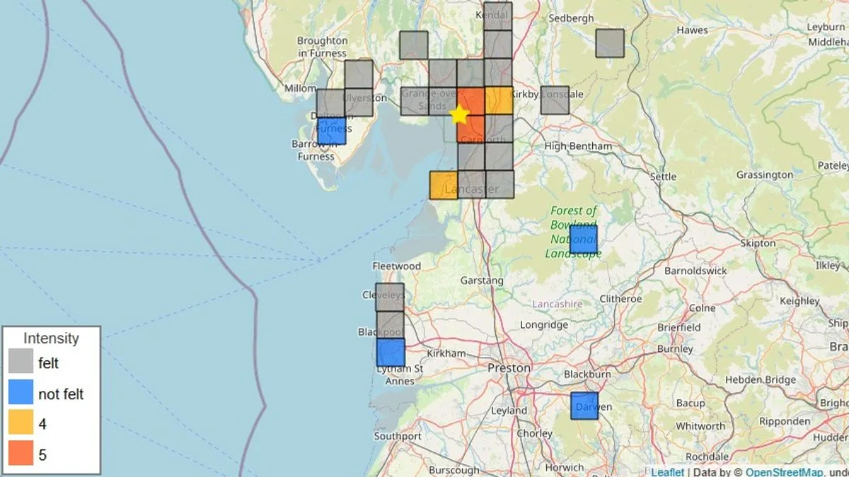 3.3-Magnitude Earthquake Strikes Lancashire and Lake District