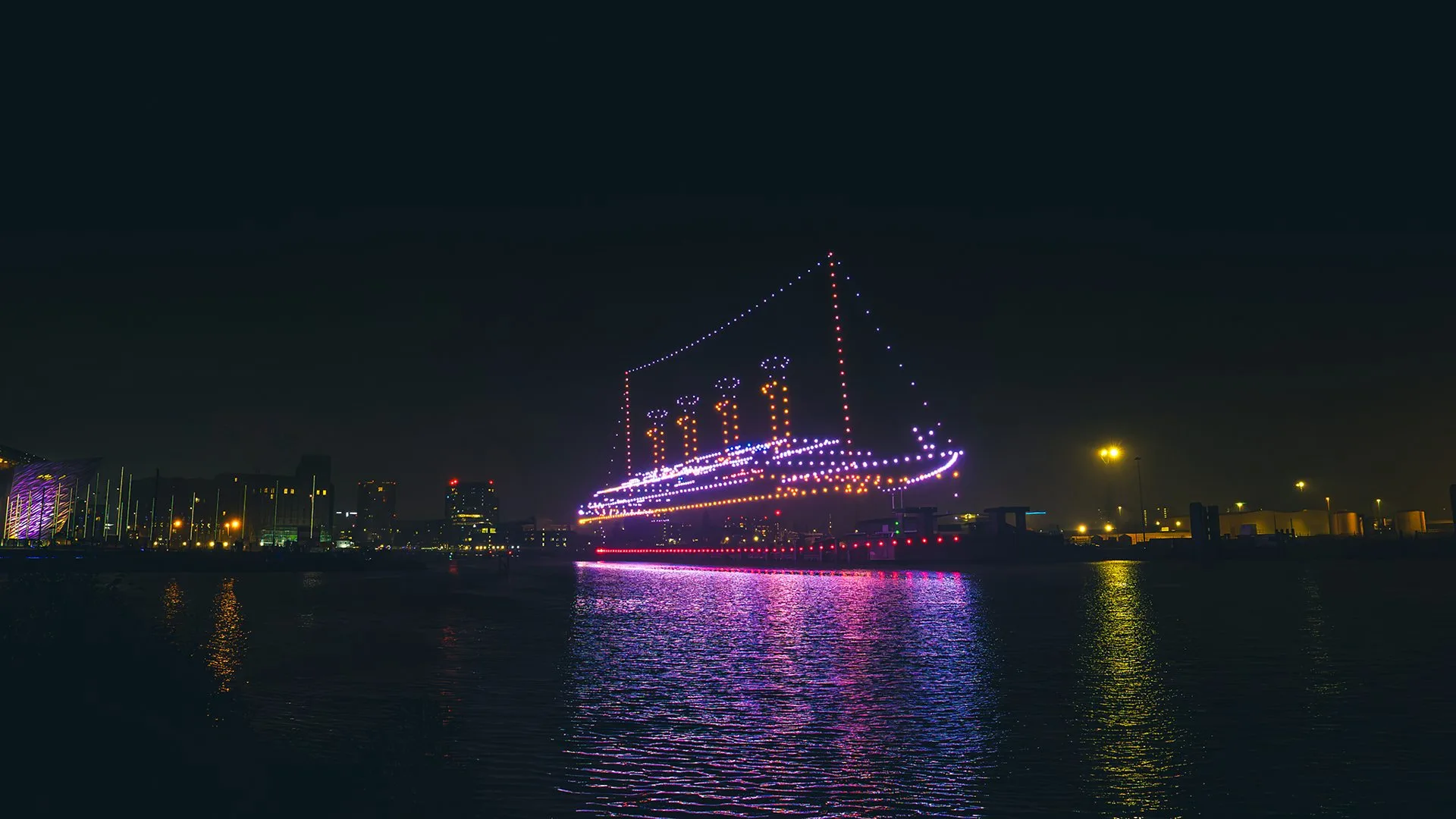 Belfast Harbour Drone Show Recreates Titanic's Ill-Fated Voyage