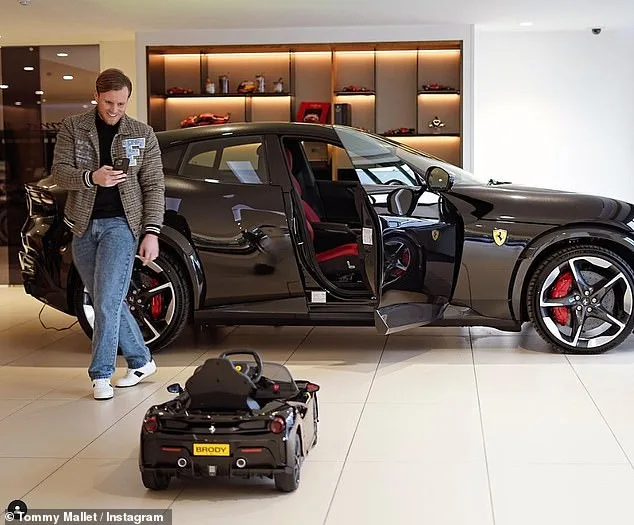 TOWIE's Tommy Mallet takes delivery of £500k Ferrari, buys son Brody matching mini version