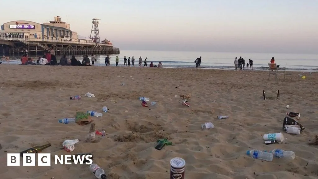 Bournemouth Beach Left Covered in Litter After Record Bank Holiday Crowds