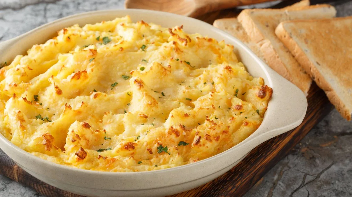 Cheesy Onion Ring Mashed Potato Bake Recipe Goes Viral