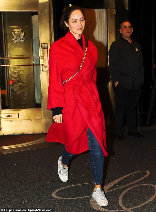 Katharine McPhee Steps Out in Red Coat for Broadway Performance