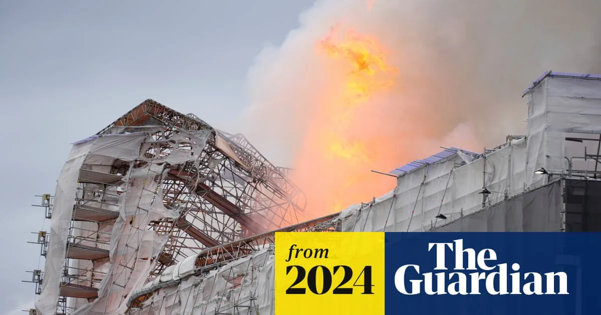 Historic Copenhagen Stock Exchange Engulfed in Fire, Spire Collapses