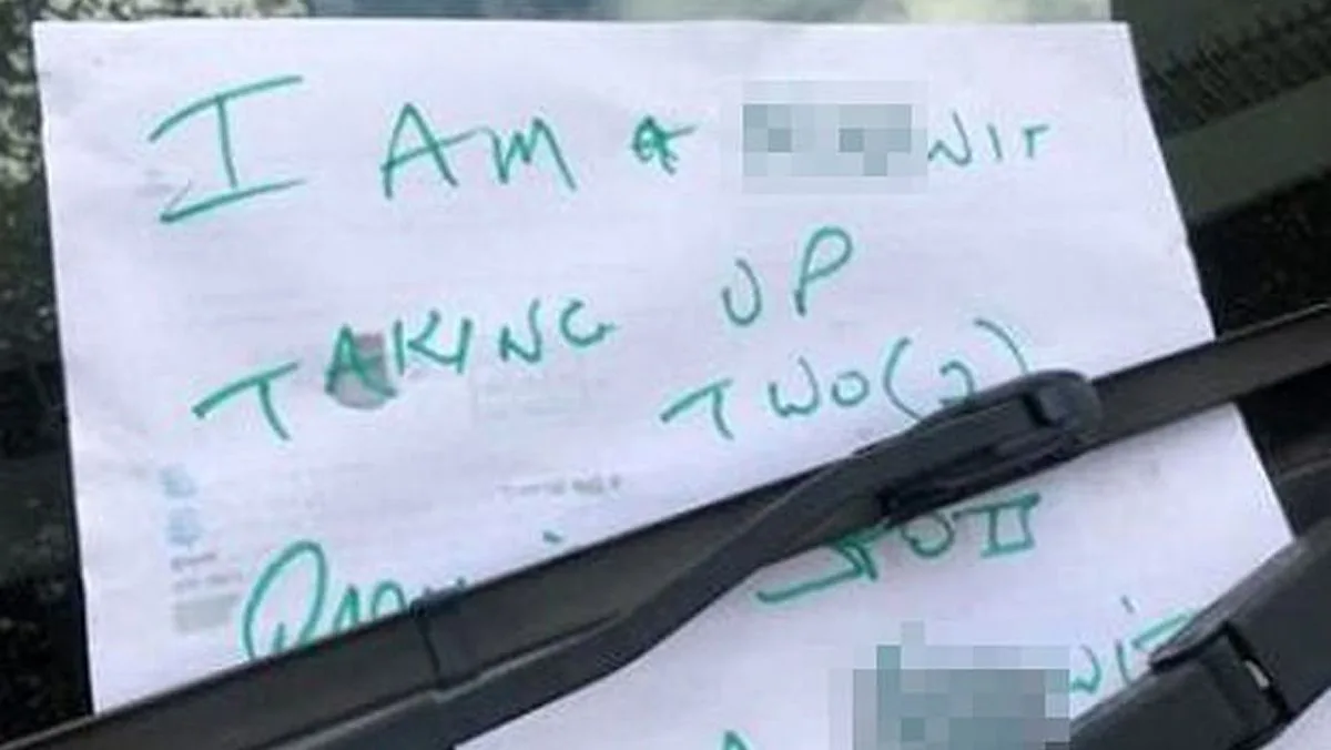 Driver Shocked by Abusive Note Despite Paying for Parking Spot