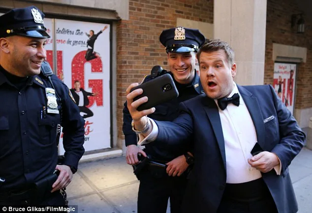 James Corden Takes Selfies with NYPD Officers During Carpool Karaoke Promo Shoot