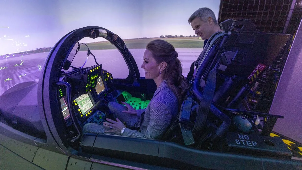 Kate Middleton Takes Controls of RAF Typhoon Simulator During Coningsby Visit