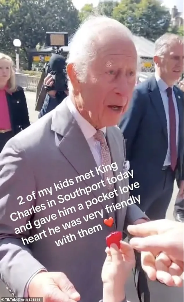 King Charles Receives Red Pocket Heart from Young Boy During Southport Visit