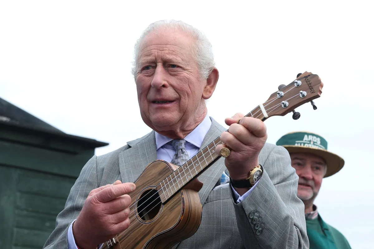 King Charles Strum Ukulele as Queen Camilla Savours Ice Cream in Northern Ireland
