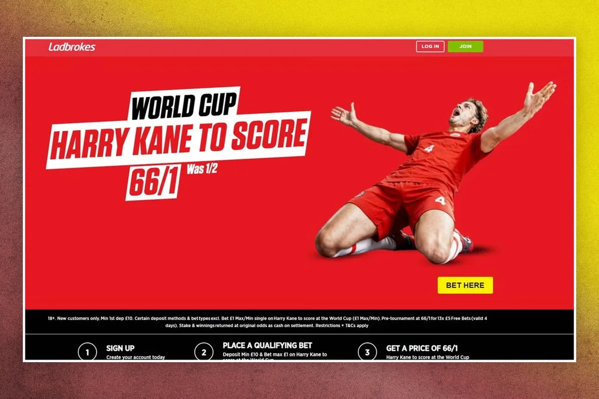 Ladbrokes Offers 66/1 Odds on Harry Kane to Score at World Cup