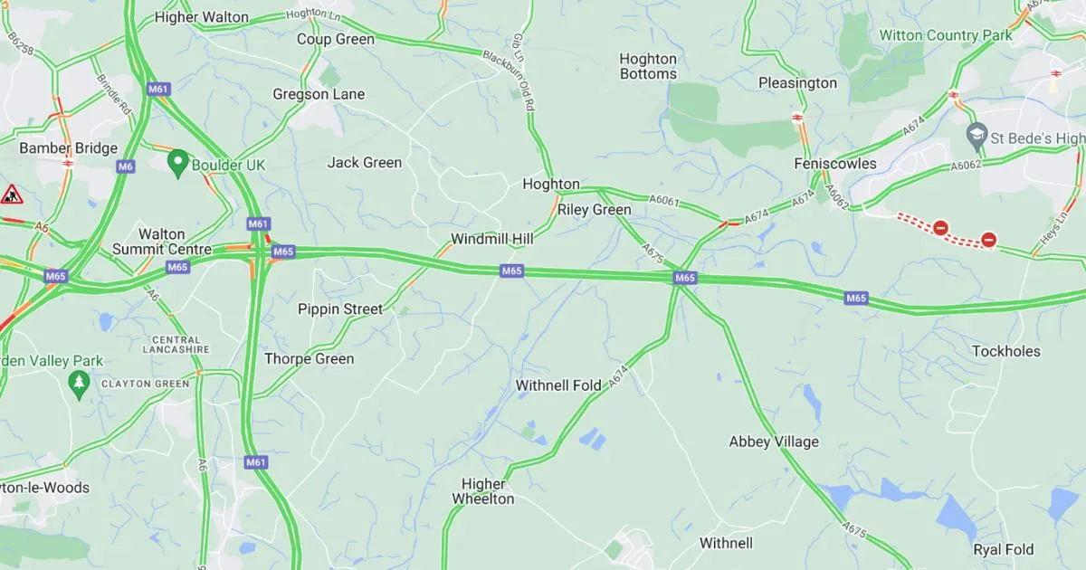 Eight-Vehicle Crash Causes Hour-Long Delays on M65 in Lancashire