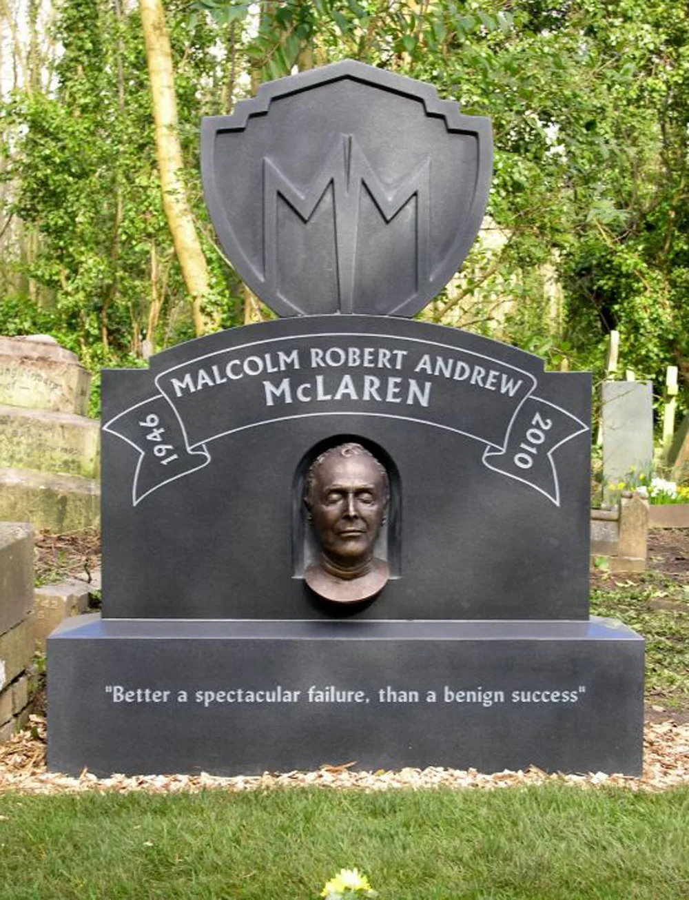 Sex Pistols Manager Malcolm McLaren Gets Grave Stone and Death Mask