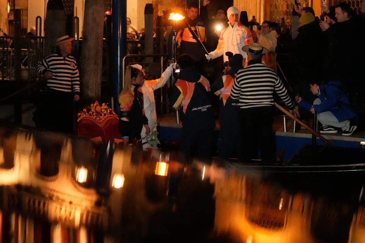 Olympic Torch Makes Historic Venice Grand Canal Passage
