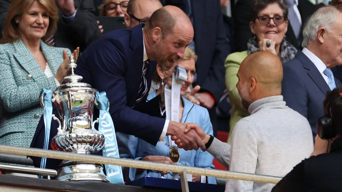 Prince William Jokes with Guardiola After FA Cup Final