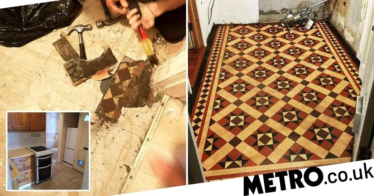 Renovator Discovers Original Victorian Tiles Beneath Kitchen Floor in Woking Flat